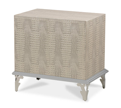 Hollywood Swank - Upholstered Nightstand - Crystal Croc.