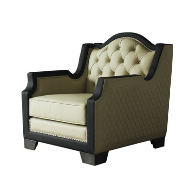 House - Beatrice Chair - Beige PU, Black PU & Charcoal Finish - Grand Furniture GA