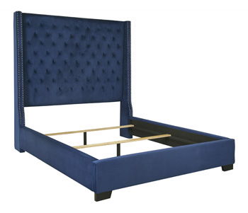 Coralayne - Blue - Queen Uph Footboard With Rails.
