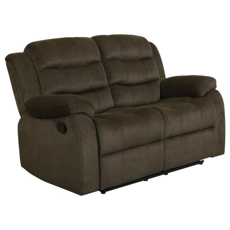 Rodman - Pillow Top Arm Motion Loveseat - Olive Brown - Reclining Loveseats - Grand Furniture GA