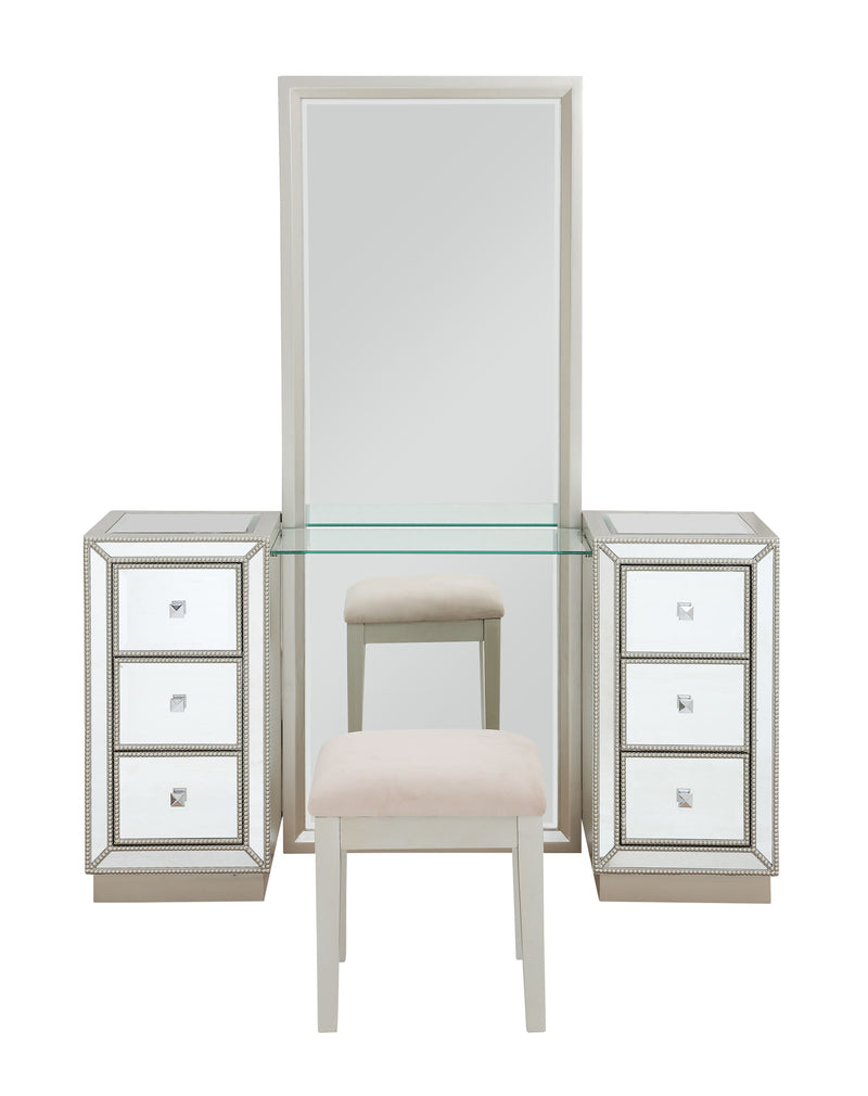 Lana - Six Drawer Console With Mirror / Stool (2 Cartons) - Elsinore Champagne