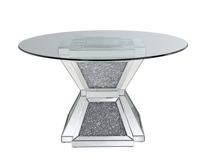 Noralie - Dining Table - Clear Glass, Mirrored & Faux Diamonds - 31" - Grand Furniture GA