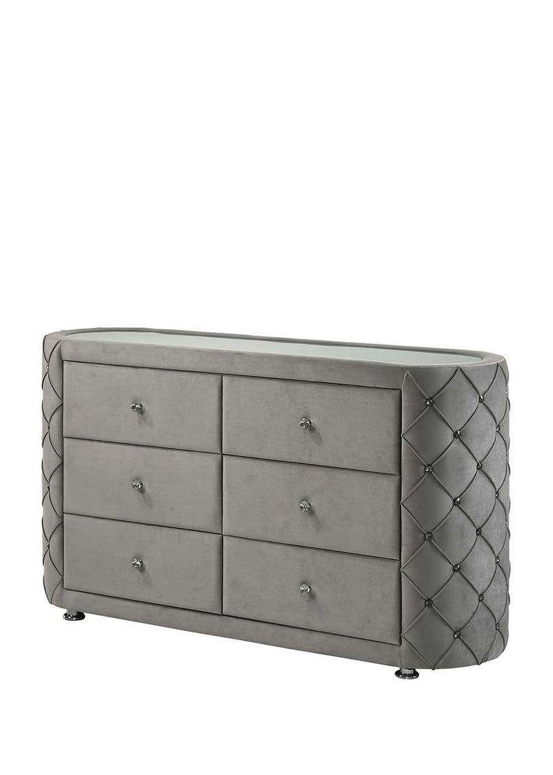 Perine - Dresser - Gray Velvet - Grand Furniture GA