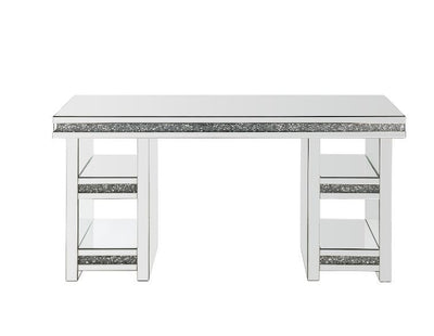 Noralie - Writing Desk - Clear Glass, Mirrored & Faux Diamonds - Grand Furniture GA