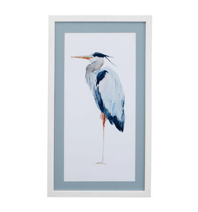 Heron III - Framed Print - White.