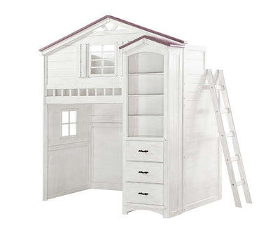 Tree House - Twin Loft Bed - Pink & White Finish - Grand Furniture GA