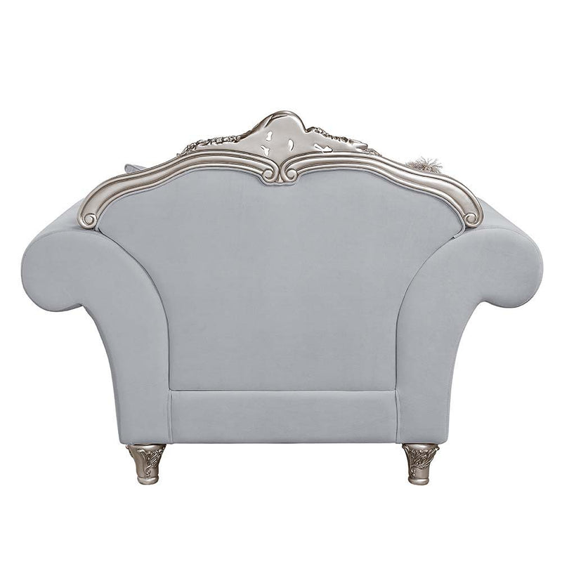 Pelumi - Chair - Light Gray Linen & Platinum - Finish - Grand Furniture GA