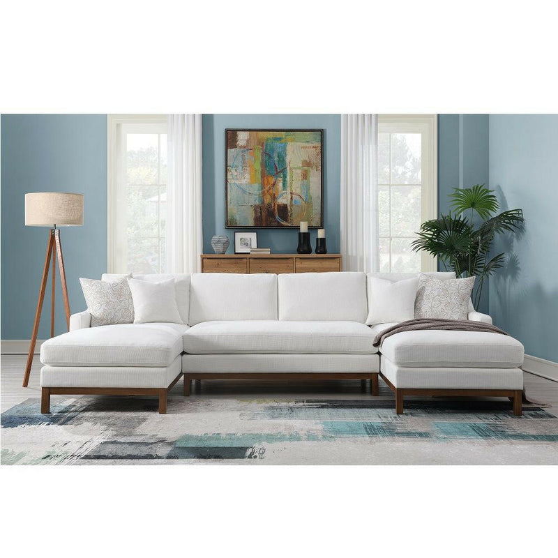 Valiant - Sectional Sofa - Ivory Chenille.