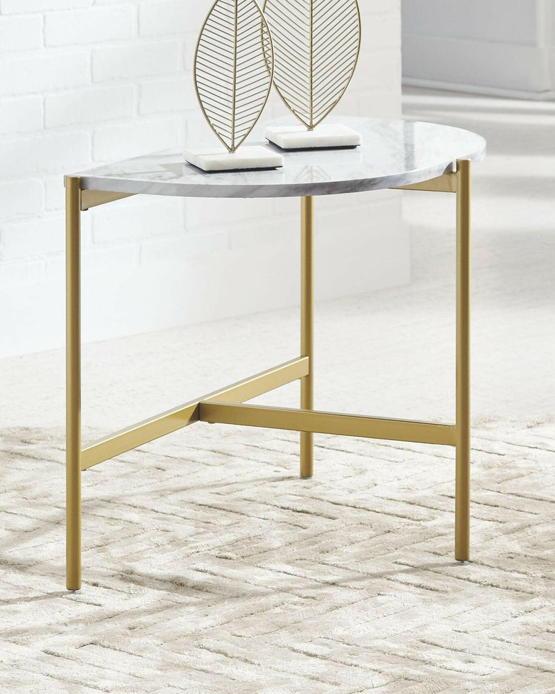 Wynora - White / Gold - Chair Side End Table.