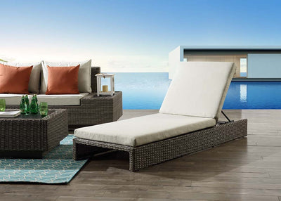 Salena - Patio Lounge Chair - Beige Fabric & Gray Finish - 8" - Grand Furniture GA