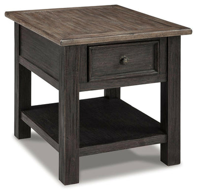 Tyler - Grayish Brown / Black - Rectangular End Table.