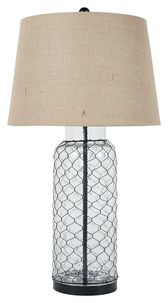 Sharmayne - White - Glass Table Lamp  - Wrapped With Wire.