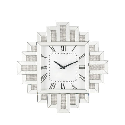 Lavina - Wall Clock - Mirrored & Faux Diamonds - 24".