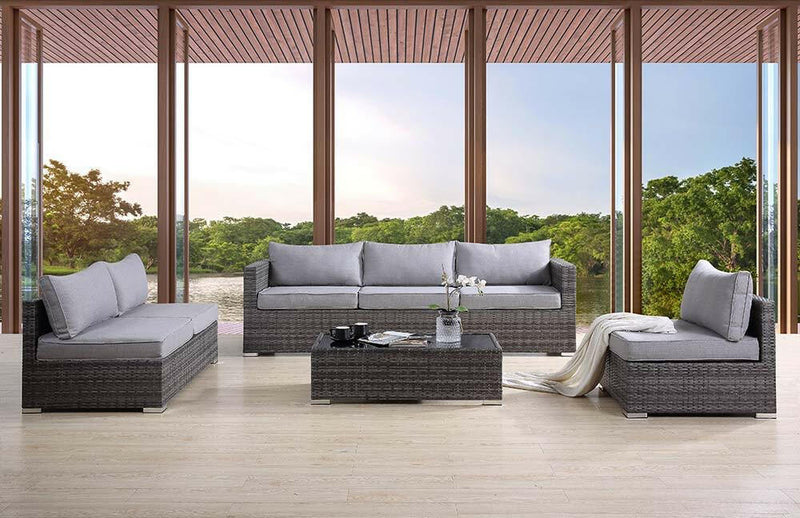 Sheffield - Patio Set - Gray Fabric & Gray Finish - Grand Furniture GA