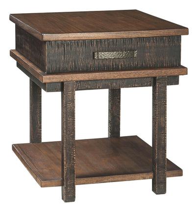 Stanah - Brown / Beige - Rectangular End Table.