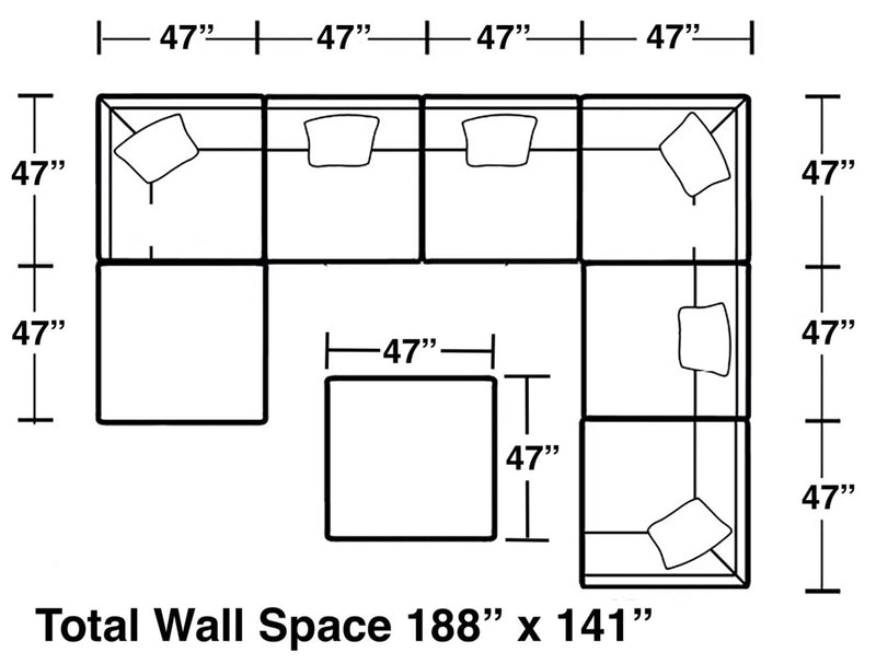 Posh - 8 Piece Modular Sectional With 3 Armless, 3 Corners, 2 Cocktail Ottoman - Dove