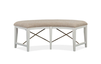 Heron Cove - Curved Bench With Upholstered Seat - Chalk White.