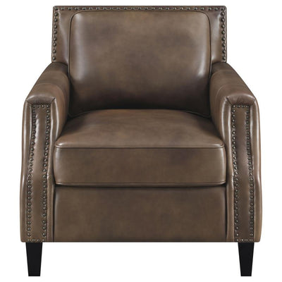 Leaton - Upholstered Recessed Arm Accent Chair - Brown Sugar