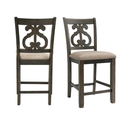 Stone - Counter Swirl Back Side Chair (Set of 2) - Smokey Walnut - Chair Sets - Grand Furniture GA