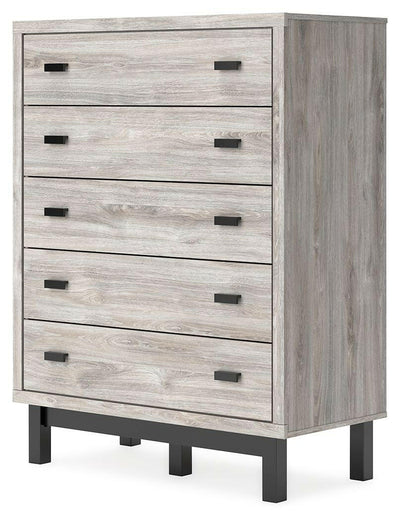 Vessalli - Black / Gray - Five Drawer Wide Chest.