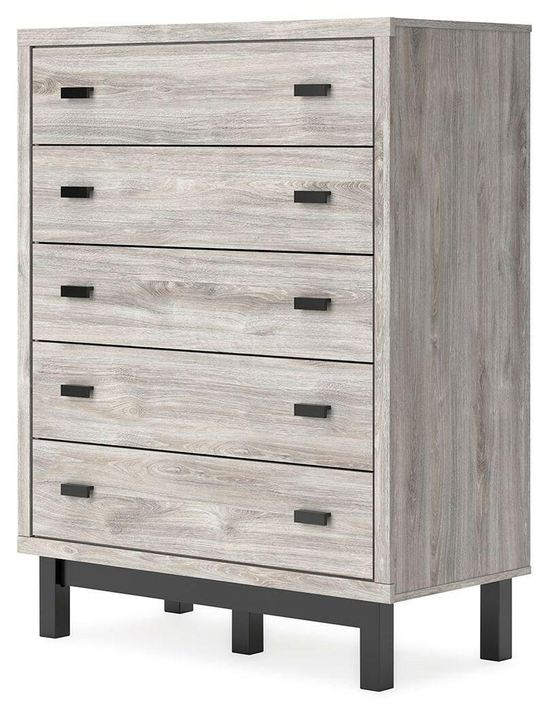 Vessalli - Black / Gray - Five Drawer Wide Chest.