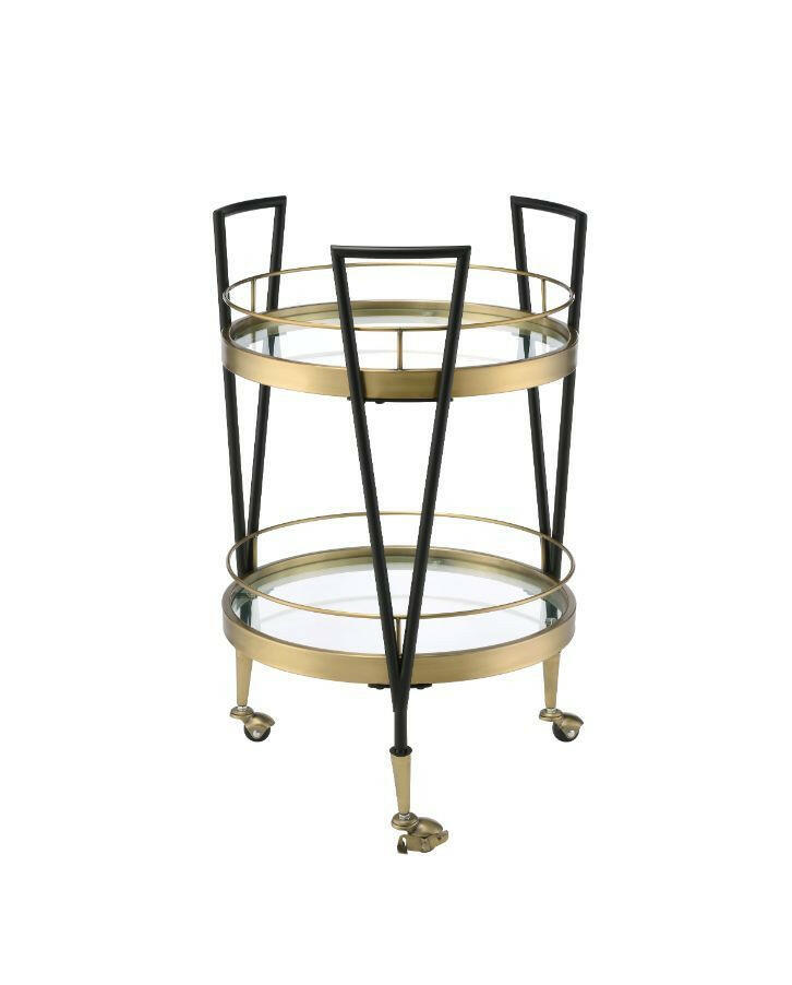 Vries - Serving Cart - Black & Gold Finish - Grand Furniture GA