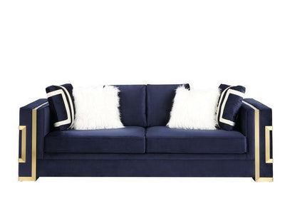 Virrux - Sofa - Blue Velvet & Gold Finish - Grand Furniture GA