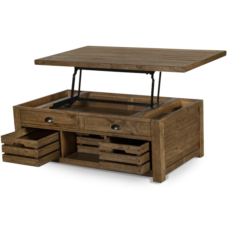 Stratton - Lift Top Storage Cocktail Table (With Casters) - Warm Nutmeg.