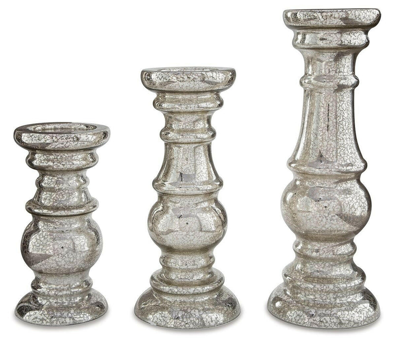 Rosario - Silver Finish - Candle Holder Set (Set of 3).