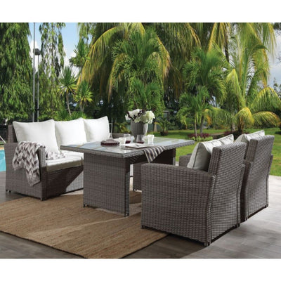 Tahan - Patio Set - Fabric & 2-Tone Gray Wicker - Grand Furniture GA