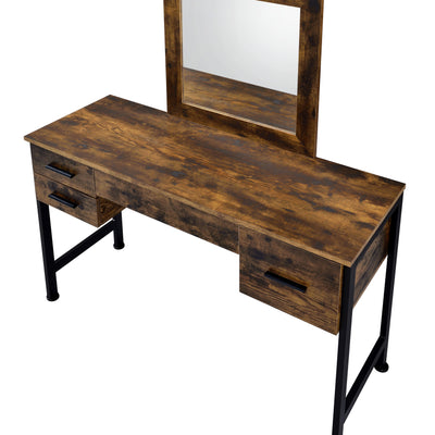 Juvanth - Vanity Desk - Rustic Oak & Black Finish - Grand Furniture GA