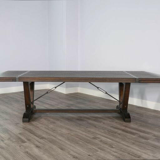 Homestead - Extension Table With Folding Leaves - Dark Brown.