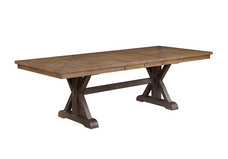 Pascaline - Dining Table - Gray Fabric, Rustic Brown & Oak Finish - Grand Furniture GA