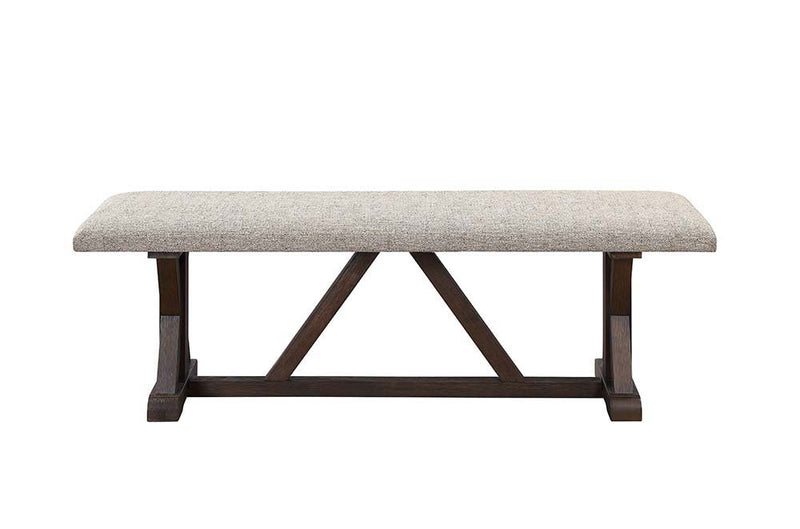 Pascaline - Bench - Gray Fabric, Rustic Brown & Oak Finish - Grand Furniture GA