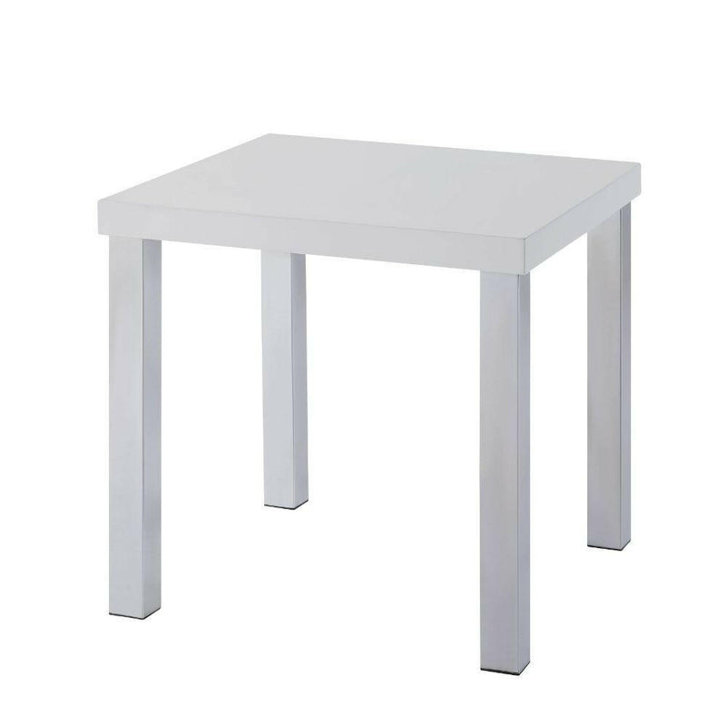 Harta - End Table - White High Gloss & Chrome - Grand Furniture GA