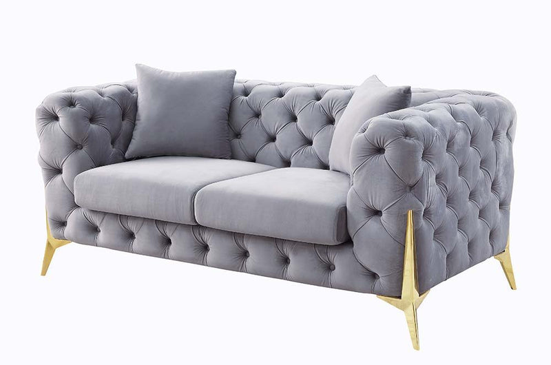 Jelanea - Loveseat - Gray Velvet & Gold Finish - Grand Furniture GA