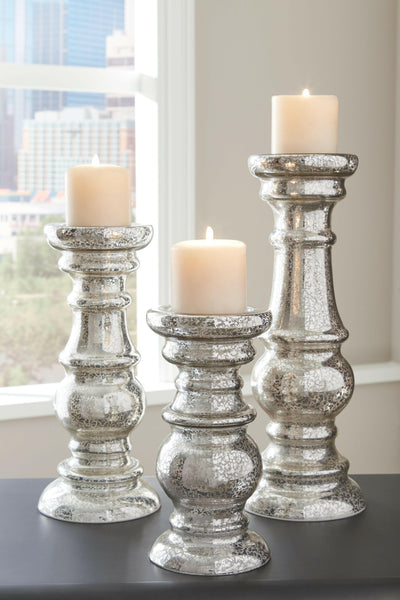 Rosario - Silver Finish - Candle Holder Set (Set of 3).