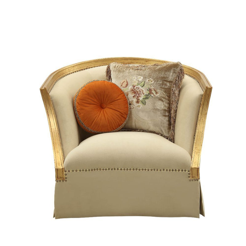Daesha - Chair - Tan Flannel & Antique Gold.