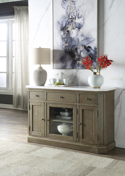 Zumala - Server - Marble & Weathered Oak Finish - Grand Furniture GA