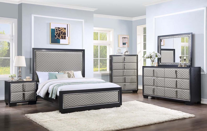 Nicola - Ek Bed - Silver PU & Black Finish - Grand Furniture GA