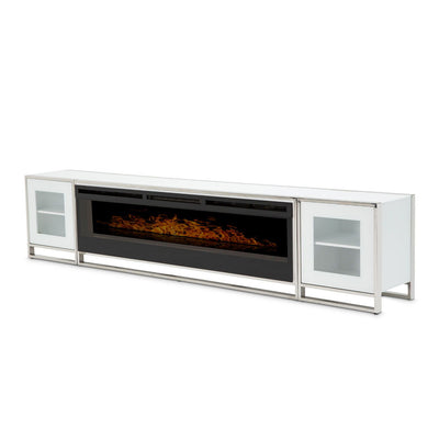 State St. - Electric Fireplace with Cabinets - Glossy White.