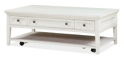 Heron Cove - Rectangular Cocktail Table With Casters - Chalk White.