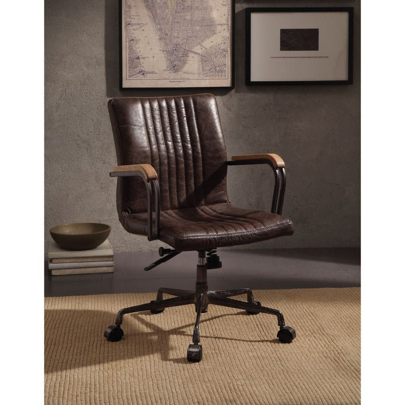 Joslin - Executive Office Chair - Distress Chocolate Top Grain Leather - Grand Furniture GA