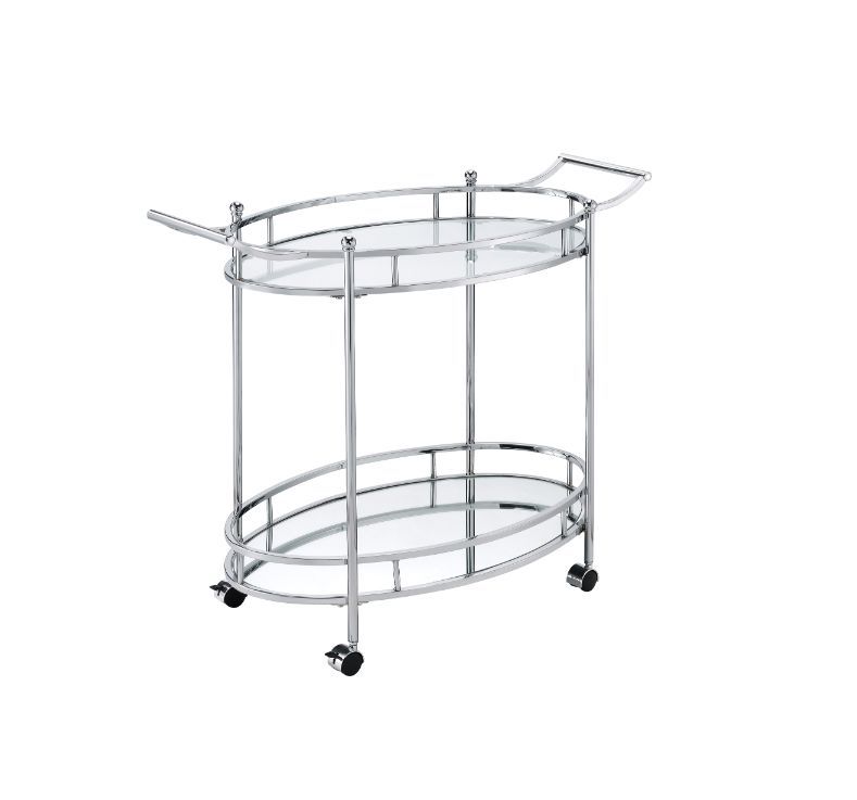 Jinx - Serving Cart - Clear Glass & Chrome Finish - Grand Furniture GA