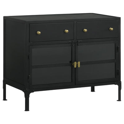 Sadler - 2-Drawer Accent Cabinet With Glass Doors - Black.