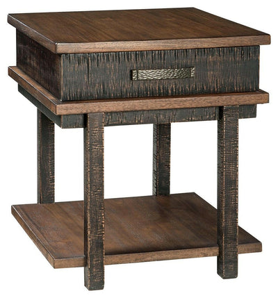 Stanah - Brown / Beige - Rectangular End Table.