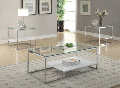 Ruben - End Table - Chrome & Clear Glass - Grand Furniture GA