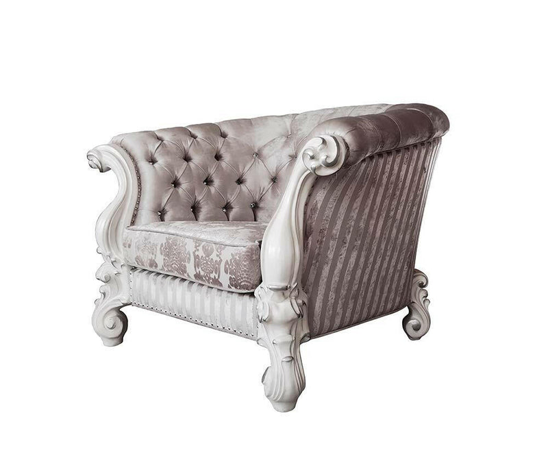 Versailles - Chair - Ivory Fabric & Bone White Finish - Grand Furniture GA