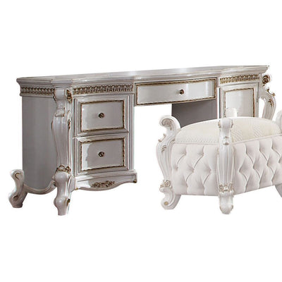 Picardy - Vanity Desk - Antique Pearl - Grand Furniture GA