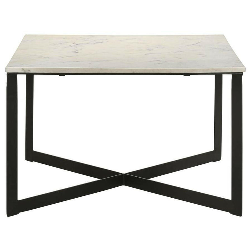 Tobin - Square Marble Top Coffee Table - White and Black.